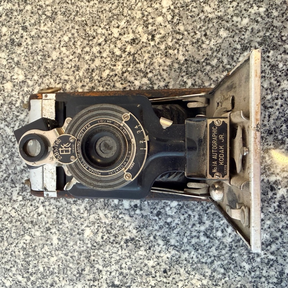 Kodak vintage No. 1A Autographic Kodak Jr. Camera‎ Unisex OS Black Metal Leather